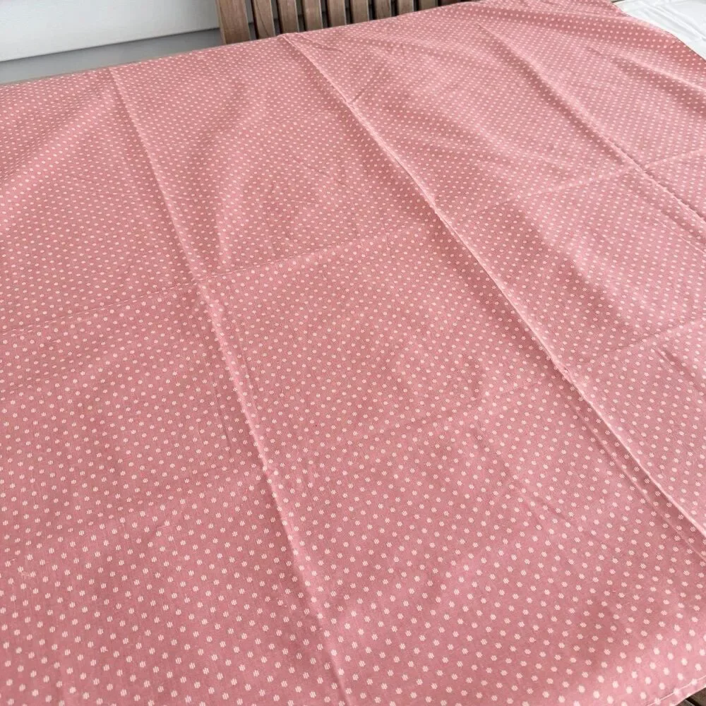 Vtg Cranston Handmade Cottagecore Peach Calico Tablecloth Farmhouse Small Print